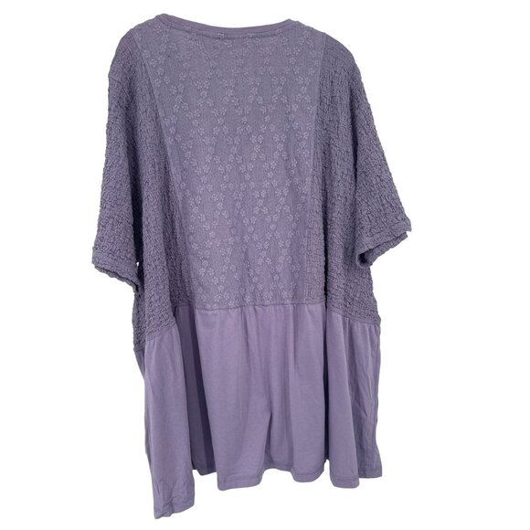 Logo Lavish Womens Textured  Purple Tunic Top Size 5X plus - Picture 3 of 4